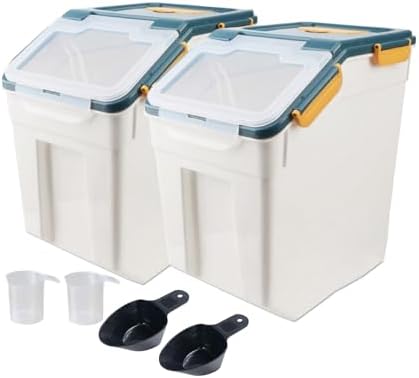 50 lbs Flour Storage Container, 2 Pack Rice Storage Container (Blue) by Qiveno