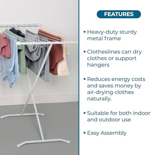 Honey-Can-Do Collapsible Clothes Drying Rack – Sturdy Metal X-Frame, Space-Saving Towel & Laundry Rack for Indoor/Outdoor Use, Foldable Design for Laundry Organization - Image 4
