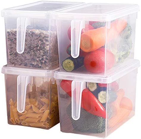 Sooyee 4 Pack 5L Fridge Organizer with Handle & Lid, Clear by Sooyee