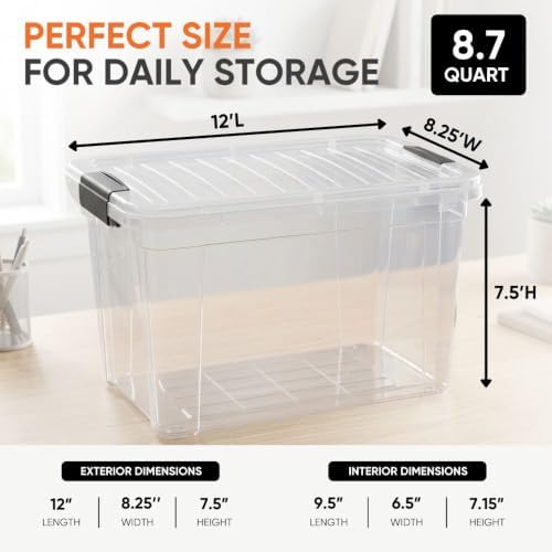 Superio 8.7 Quart Clear Plastic Storage Boxes with Lids, Stackable Organizer Containers, BPA-Free Storage Bins for Home, Office, School & Dorm, 1 Pack - Image 3