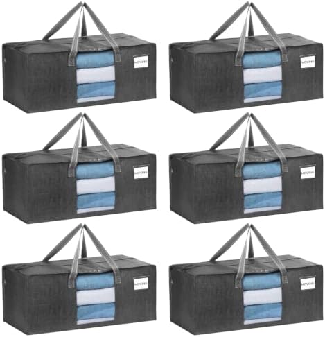 VENO Heavy Duty Moving Bags, Storage Bags, Clear Window, Gray, 6 Pack by Veno