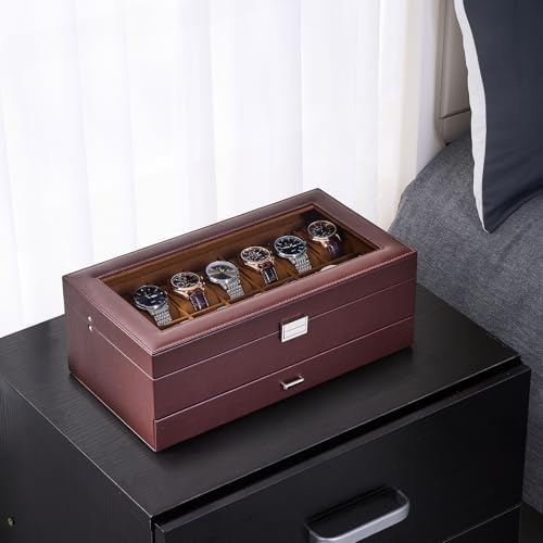 ProCase Watch Box, 14 Slot Watch Case for Men with Drawer, Espresso - Image 3