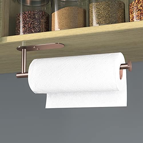 VAEHOLD Adhesive Paper Towel Holder Under Cabinet Wall Mount for Kitchen Paper Towel, Black Paper Towel Roll Holder Stick to Wall, Stainless Steel (Rose Gold, 2 Pack - Image 4