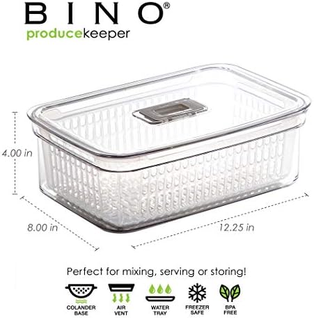BINO | Produce Saver - 15.2 Cup/3.6L | Fridge Storage Containers for Fruits and Vegetables | Vegetable Storage with Adjustable Air Vent, Removable Basket | BPA-Free Fridge Organizers and Storage - Image 2