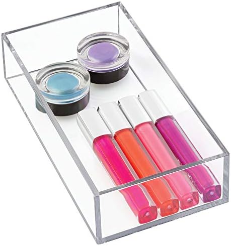 iDesign Clarity Plastic Drawer Organizer for Vanity, Countertop, Bathroom, Kitchen and Cabinet Storage, 8" x 4" x 2", Clear by iDesign