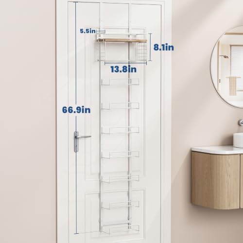 Aetyord Towel Racks for Bathroom Over The Door Towel Racks Towel Storage Organizer with Metal Shelf Basket for Bathroom Rv Camper (9-Tier White) - Image 2