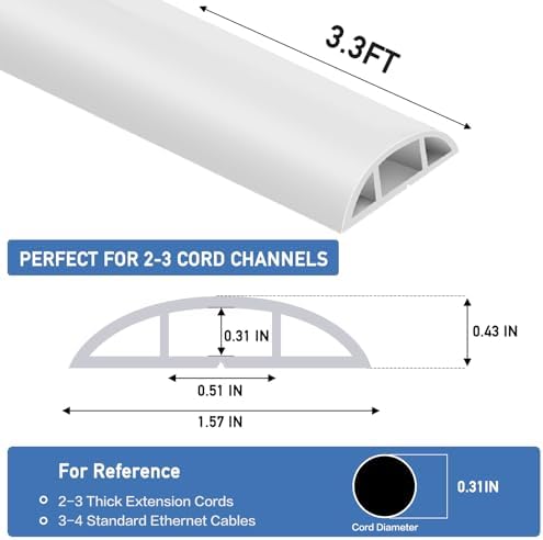 LSGCQ Floor Cord Cover Self Adhesive Cord Hider Floor Cable Management - Image 2
