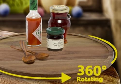 11" Acacia Wood Lazy Susan Organizer Kitchen Turntable for Cabinet Pantry Table Organization - Image 5
