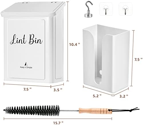 SUBEKYU Magnetic Lint Bin and Dryer Sheet Holder Set for Laundry Room,White - Image 6