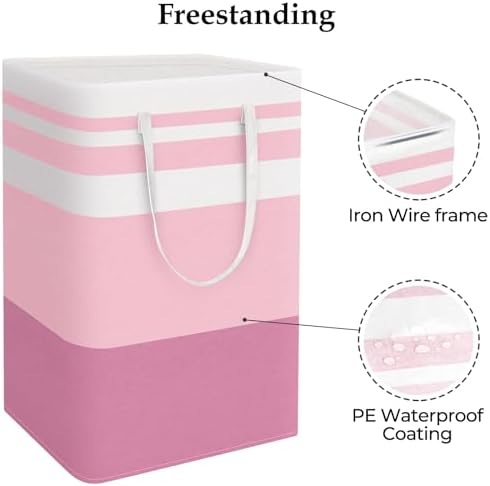 StorageRight Laundry Basket Hamper, 75L Collapsible Clothes Storage, Pink - Image 3
