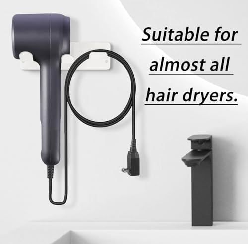 Hair Dryer Holder Wall Mount, Universal Hair Dryer Hanger for Bathroom/Bedroom/Barbershop, 304 Stainless Steel Organizer with 3M Adhesive, No Drilling Space Saver (White) - Image 5