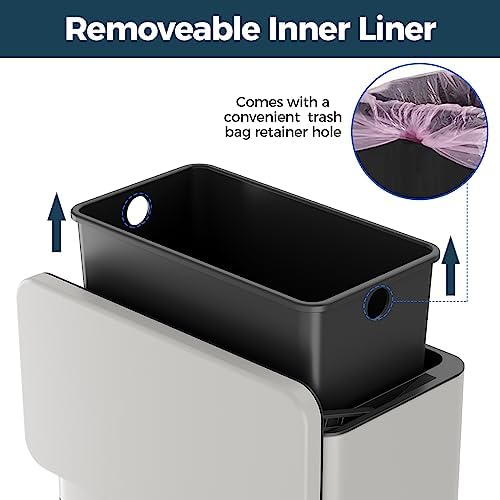 Stainless Steel Hanging Trash Can with Lid and Inner Bucket, 1 Gallon Kitchen Compost Bin for Counter Top, Under Sink or Wall Mount, Small Garbage Can for Cupboard/Bathroom/Bedroom/RV, White - Image 5
