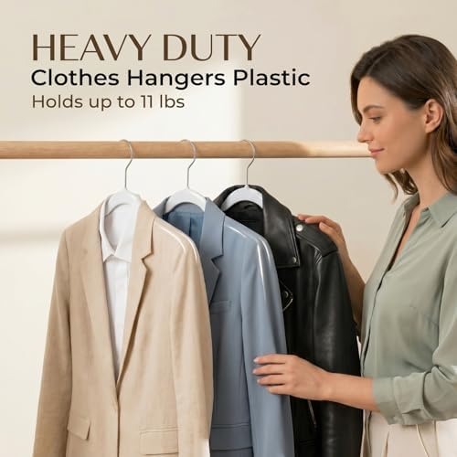 SMARTOR Plastic Hangers 20 Pack - Thin Hangers for Space Saving - White - Image 4