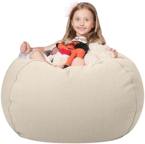 WEKAPO Stuffed Animal Storage Bean Bag Chair Cover for Kids by Wekapo