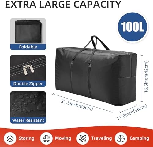 Extra Large travel duffel bag with Strong Handles, Waterproof duffel bag, Durable Zippers, Extra Large Storage Totes for Space Saving and Moving Supplies - Image 2
