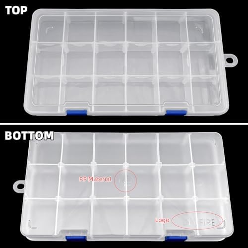 DUOFIRE Plastic Organizer Storage Box, Adjustable Divider 18 Grids, 3 Pack - Image 3