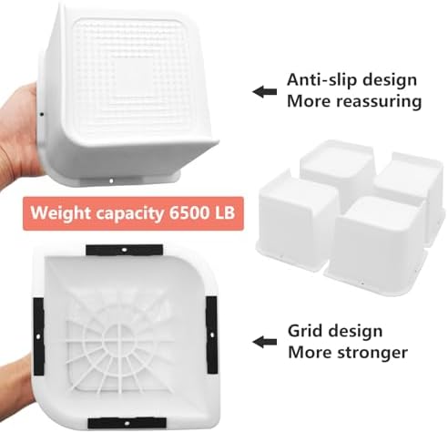 6 Pack White Bed Risers 4 inch Heavy Duty, Furniture Risers - Image 4