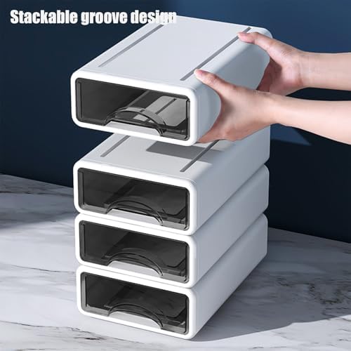 Desk Organizer with Drawers, Stackable Storage Drawers with Compartments Desktop Organization for Office Supplies, Makeup, Pencils, Tape, Erasers, Paperclips, Chargers (4 Pack White) - Image 5