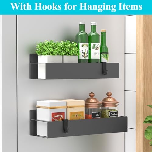 HuggieGems Metal Magnetic Spice Rack for Refrigerator Dark Gray, 2 Pack - Image 2