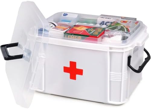 2-Tier Medicine Organizer - Plastic Portable Storage Box with Handle White by HeyFoly