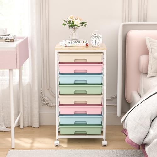 SYKIARIOL Rolling Cart with Drawers, 8 Drawers Utility Cart, Rainbow - Image 6