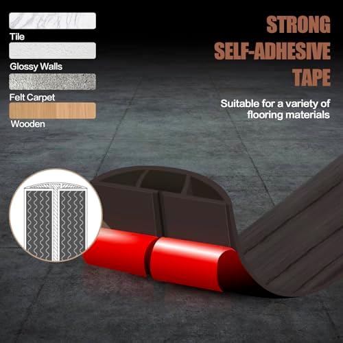 Floor Cord Cover Self Adhesive Cord Hider,20FT Cable Management, Extension Strip Protector for Wires, Prevent Cable Trips for Offices, Gyms, Exhibitions Cavity:0.39"(W) x 0.27"(H) Black Wood - Image 4