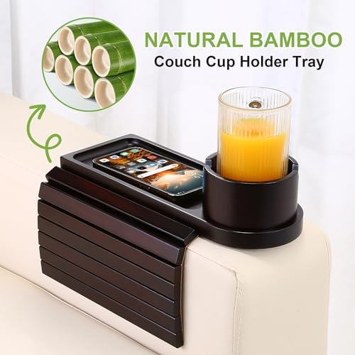 Couch Cup Holder with Phone Stand, Couch Arm Tray for Armrests Over 4.9" - Image 7