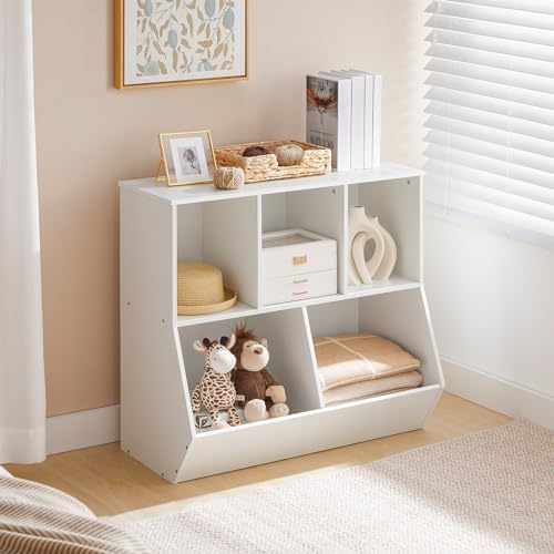 HOOBRO Kids Bookshelf, Bookcase Footboard, 31.5" L Toy Storage Cubby, Children's Toy Shelf, Toy Storage Cabinet, Fit for Children's Room, Playroom, Hallway, Kindergarten, White WT328CW01 - Image 5