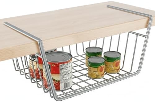 DecorRack Under Shelf Wire Basket, Space-Saving Organizer, Silver (1 Pack) by DecorRack