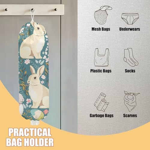 Rabbit Bunny Plastic Bag Holder, Bunny Gifts Wall Mount Grocery Bag Holder - Image 3