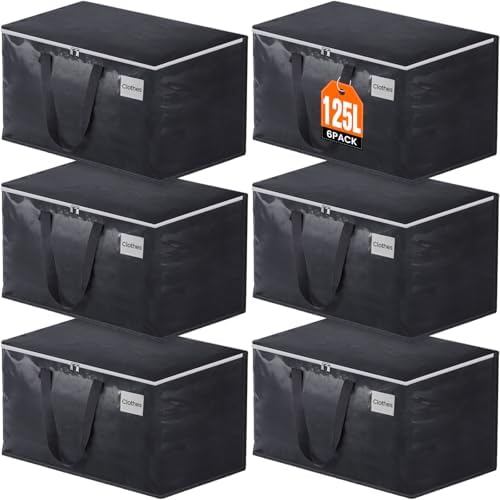 Fabspace Heavy Duty Moving Bags, 125L Collapsible Storage Totes, 6-Pack by Fabspace