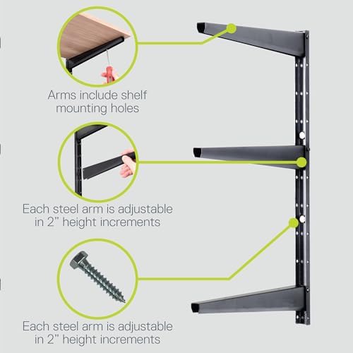 Minimalistic Black Shelf Brackets by Delta Cycle, Set of 6 Fully Adjustable 12-inch Heavy Duty Shelf Brackets, Holds Up to 480 lbs, Modern Shelf Bracket for Wood Shelves - Image 4