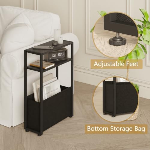 Leomonio Narrow Side Table, Slim Side Table with Magazine Rack, Bathroom Table for Small Spaces, Narrow Bedside Table for Living Room, Bedroom - Image 5