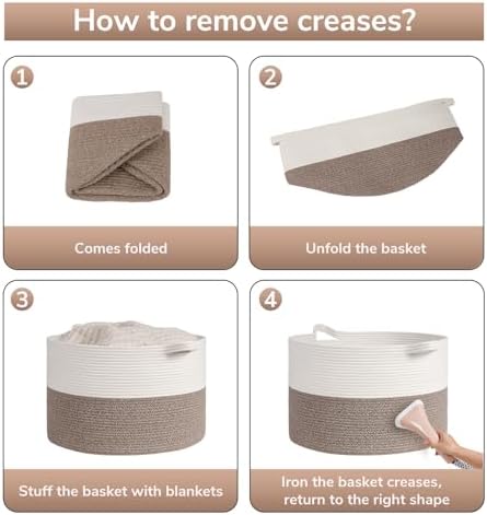 Goodpick 65L Large Woven Rope Basket for Blankets Living Room, 65L - Image 7