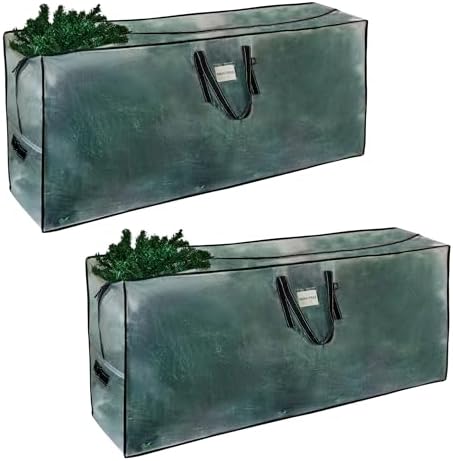 VENO 2 Pack Clear Christmas Tree Storage Bag - Fits 9 Ft Artificial Trees, Heavy Duty Large Bags with Zipper, Durable Handles, and Labeling Card Slot, Alternative to Storage Boxes with Lids (2 Pack) by Veno