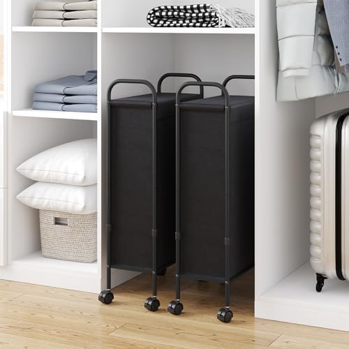 ELYKEN Slim Laundry Hamper with Lid & Wheels, 50L Rolling Laundry Basket - Image 4