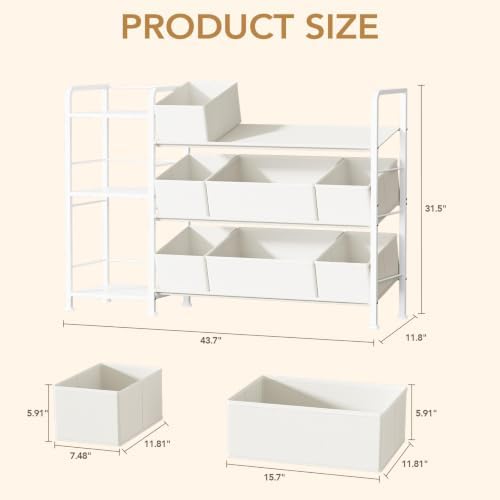 BBLIKE Kids Bookshelf and Toy Storage Organizer with 9 Removable Toy Bins - Image 3