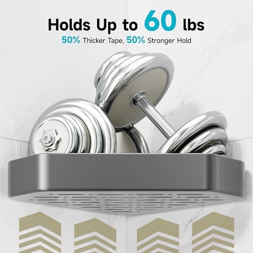 Veken Aluminum Corner Shower Caddy 4-Pack, Never Rust&Large Capacity, Grey - Image 5