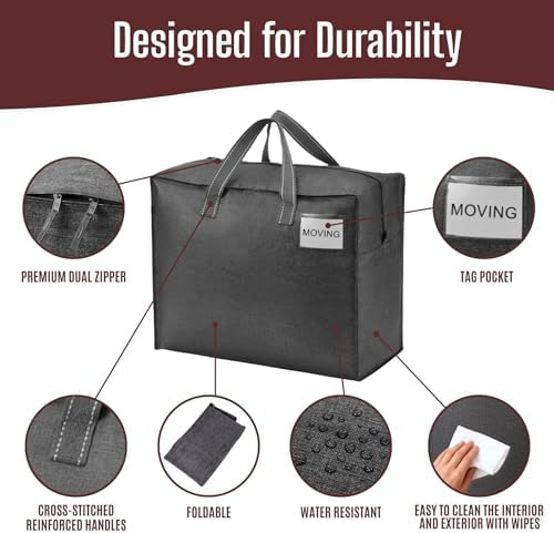 VENO Heavy Duty Moving Bags, Storage Bags, 13 Gallon, Dark Gray, 4 Pack - Image 5