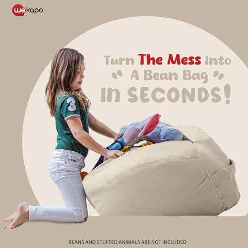 WEKAPO Stuffed Animal Storage Bean Bag Chair Cover for Kids - Image 3