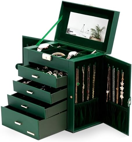 Homde Large Jewelry Box for Women: 5-Layer Organizer with Lock for Dresser by Homde