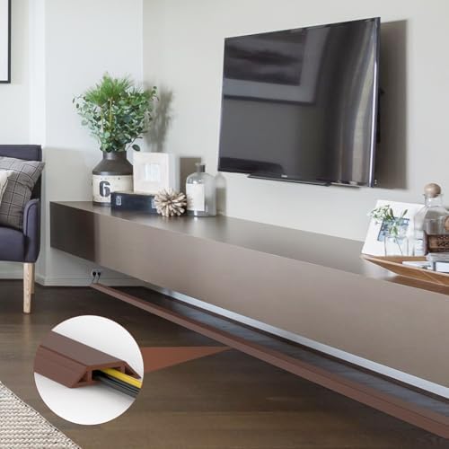 Eapele 4 ft Floor Cord Cover Heavy Duty Cable Protector, Cord Covers for Wires on Floor, Floor Cable Cover Easy to Unroll Prevent Trip Hazard for Home Office or Outdoor Settings (Brown) - Image 6