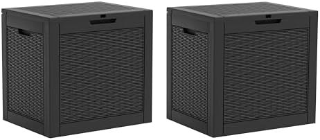 Outdoor Storage Box Waterproof, 32 Gallon Deck Box for Patio-2 Boxes by WTFGO
