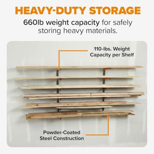 BORA Wood Rack, 6-Level Wall Mount Lumber Storage Rack for Wood Storage - Image 6