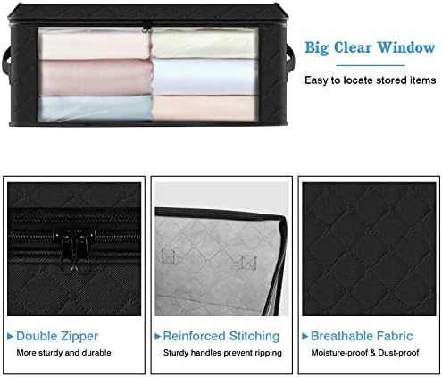 HomeHacks 4-Pack Clothes Organizer Storage Bags, 35L Storage Bins, Black - Image 3