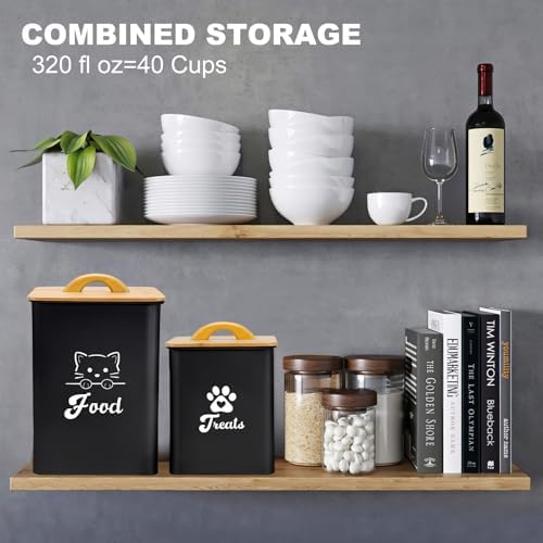 Cat Food Storage Container with Scoop, 2PCS Cat Food Storage Container with Lids Airtight, Cat Treat Jars for Kitchen Counter-7+3Lbs, Cat Cookie Jar for Storage, Black - Image 6