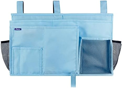 Surblue Bedside Caddy Hanging Bed Organizer Storage Bag Pocket for Bunk and Hospital Beds, College Dorm Rooms Baby Bed Rails, Camp 8 Pockets, (Large, Skyblue) - Image 3