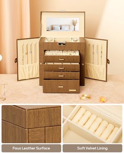 Homde Large Jewelry Box for Women: 5-Layer Organizer with Lock for Dresser - Image 6