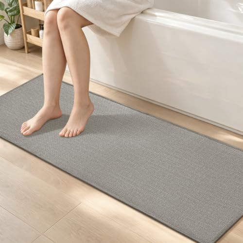 chakme Bathroom Rugs Mat 59x17, Ultra Thin Non Slip Bath Mat Runner Quick Dry Absorbent Bath Mat for Bathroom Floor, (Dark Grey, 59"x17") by CHAKME