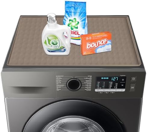 Garolue Washer and Dryer Covers for the Top, 23.6'' x 19.7'' Silicone Rubber Mat for Laudry Machine & Dryer,Non-slip Heavy Duty Waterproof Washable Top Protector Mat Pad for Laundry & Kitchen,Apricot by Garolue